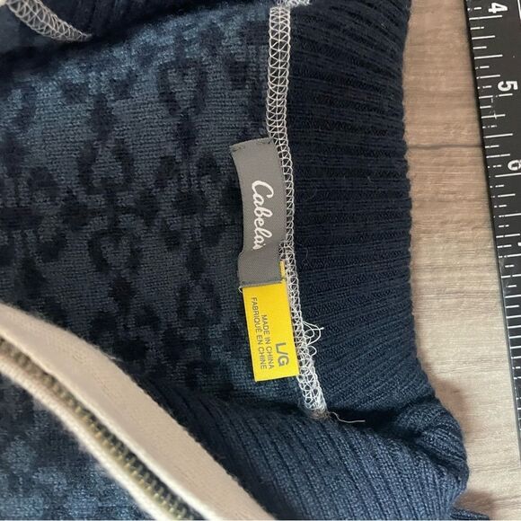 Cabela’s Blue zip up merino wool sweater - Picture 5 of 7